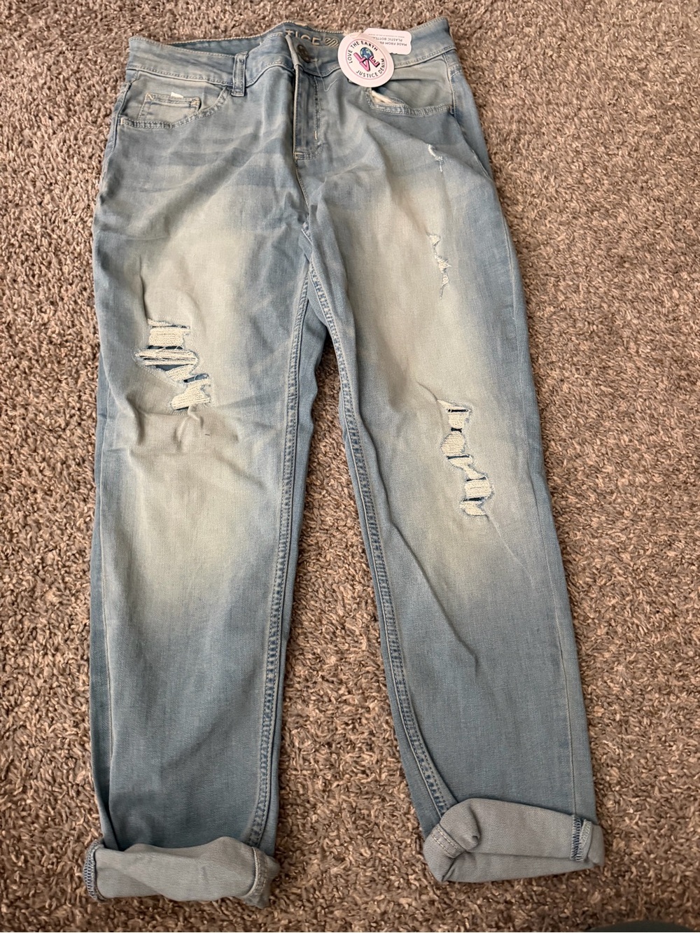 Justice Light Blue Distressed Girls' Jeans 14 plus